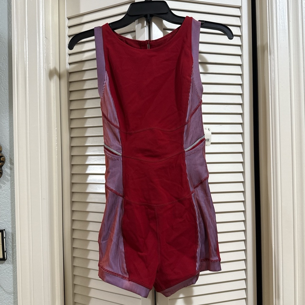 Free People Red and Purple Sleeveless Romper